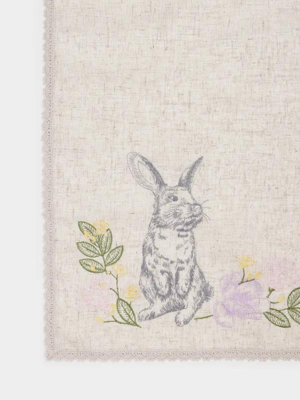 Салфетка пасхальная, 65х65 см, в корзину, Кролик, Rabbits in flower, image-1