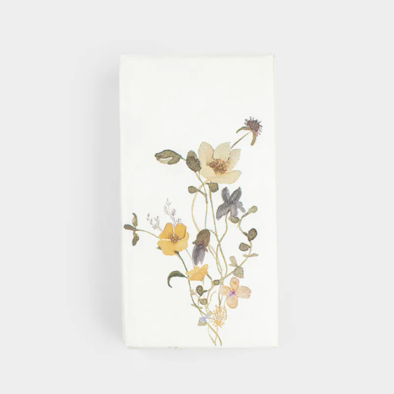 Салфетки бумажные, 33х33 см, 20 шт, прямоугольные, белые, Желтые цветы, Floweri