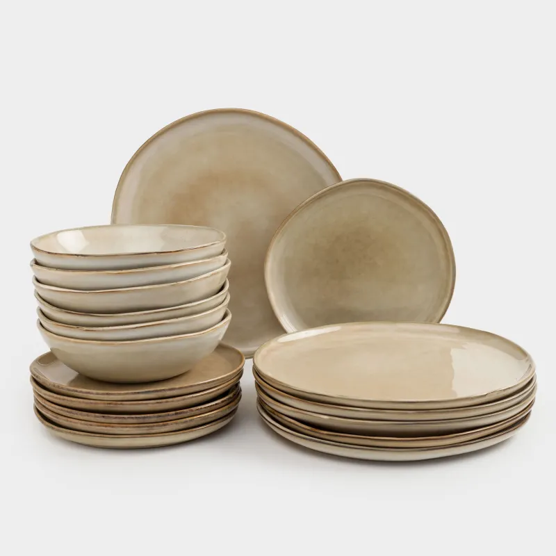 Сервиз обеденный, 6 перс, 18 пр, каменная керамика, бежевый, Burgos