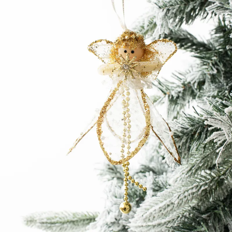 Игрушка елочная, 18 см, пластик/полиэстер, шампань, Девочка в платье, Sweet girl, image-4