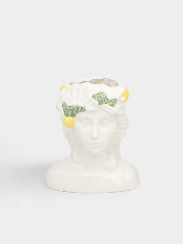 Ваза для цветов, 26 см, декоративная, керамика D, молочная, Девушка в цветах с фруктами, Girls, image-0