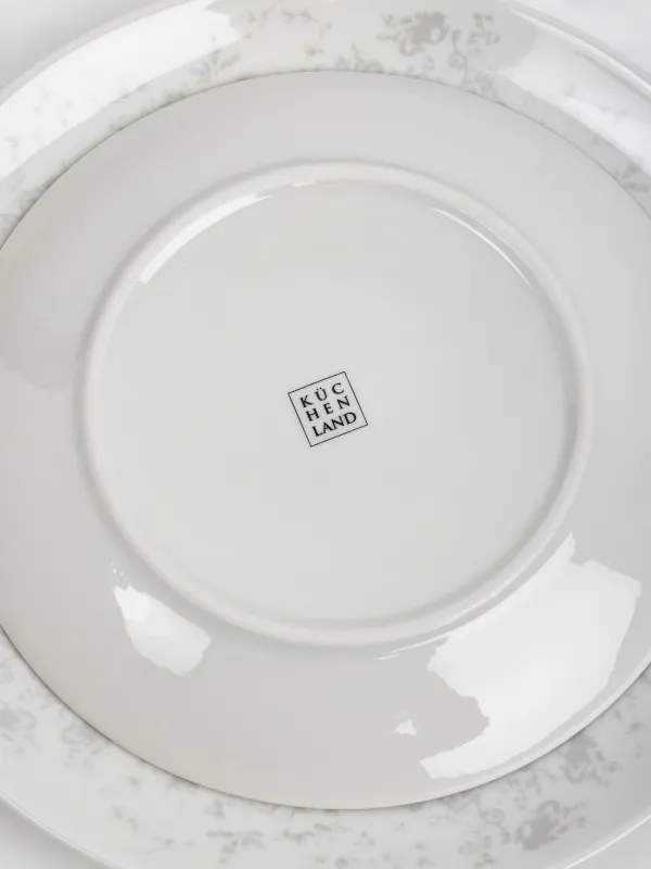 Сервиз обеденный, 6 перс, 18 пр, фарфор P, белый, Серые цветы, Gentle flowers, image-6