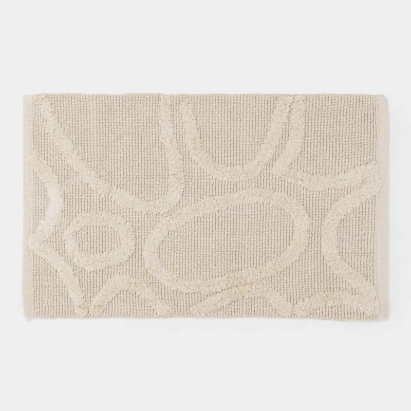 Коврик, 50x80 см, противоскользящий, хлопок, бежевый, Геометрия, Textured