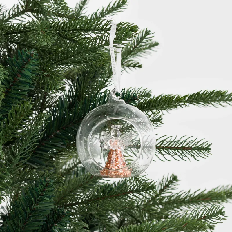 Игрушка елочная, 8 см, стекло, Шар с ангелом внутри, Angel figurine, image-2