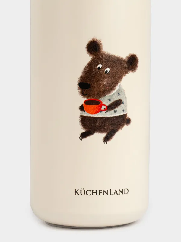 Термос детский, 320 мл, с трубочкой, сталь/пластик, бежевый, Мишка, Cute vessel, image-2