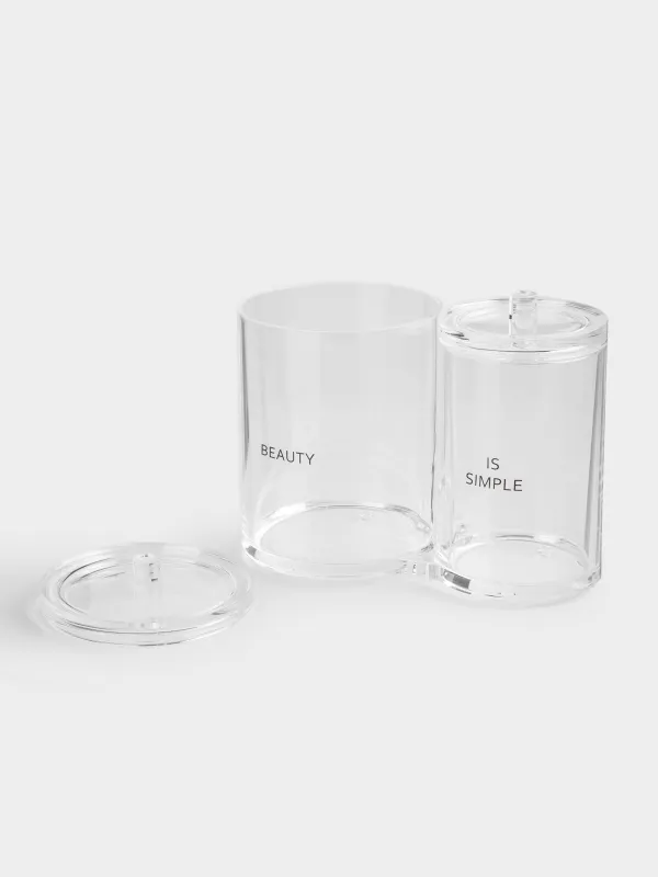 Контейнер для ватных дисков/палочек, 15х12 см, 2 отд, с крышкой, пластик, Basic font, image-5