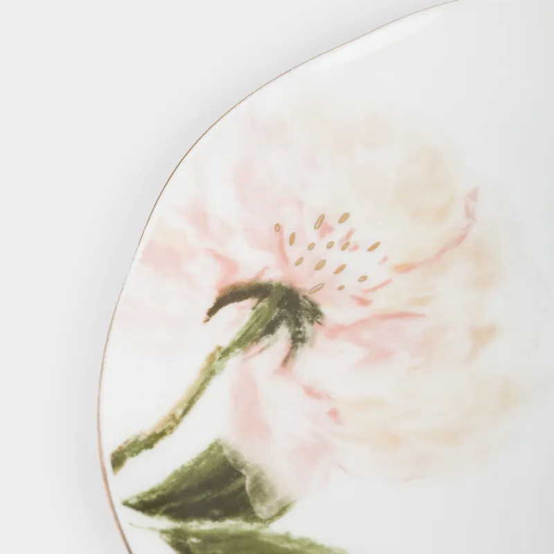 Тарелка обеденная, 28 см, фарфор F, белая, с золотистым кантом, Цветок, Peony gold, image-4