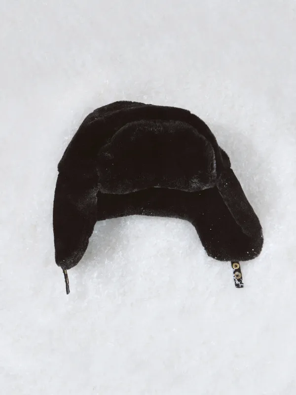 Шапка-ушанка женская, единый размер, искусственный мех, черная, Furry, image-4