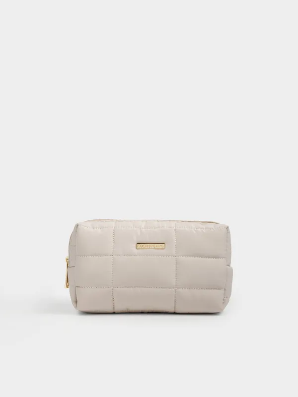 Косметичка, 18х11 см, стеганая, полиэстер, бежевая, One stitch, image-0