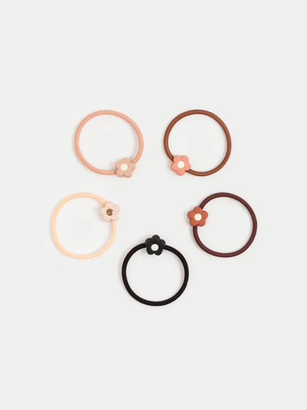 Резинка для волос, 4 см, 5 шт, полиэстер/пластик, микс, Цветок, Gracile, image-0