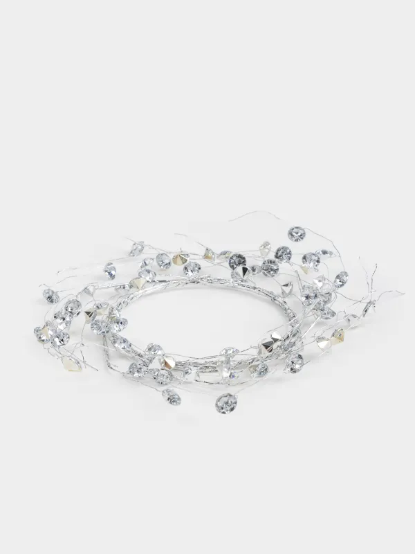 Венок для свечи, 9/16 см, пластик/металл, серебристый, Кристаллы, Crystal decor, image-1