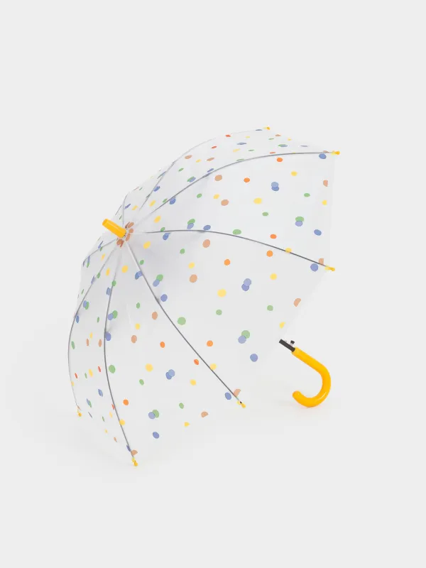 Зонт-трость, 70 см, детский, полиоксиэтилен, желтый, Горошек, Aspen, image-0