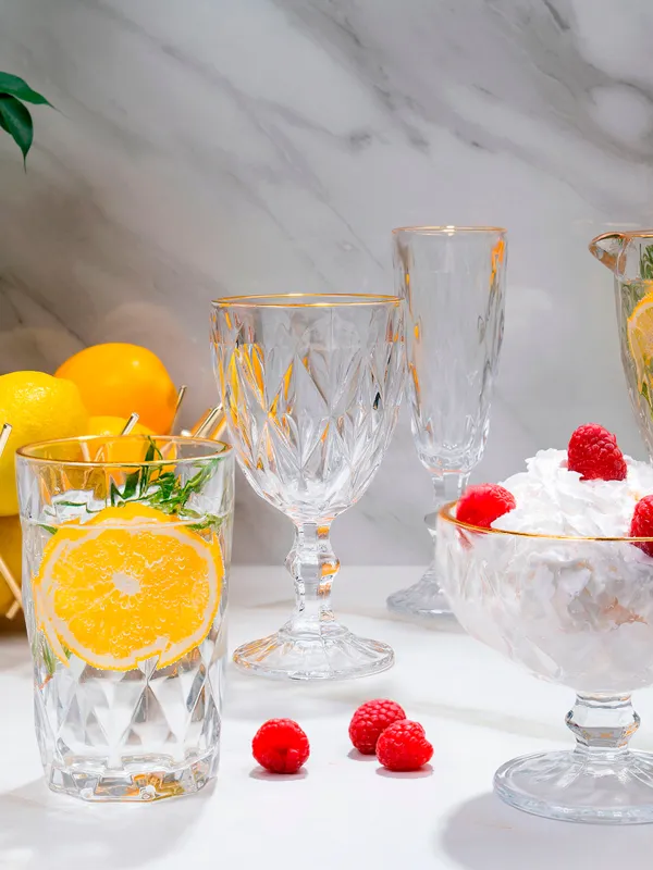 Стакан, 340 мл, с золотистым кантом, Rhomb gold, image-4