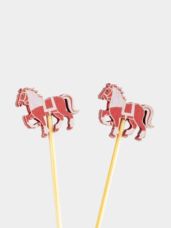 Шпажка для канапе, 9 см, 20 шт, бамбук, красная, Конь, Elegant details, image-2