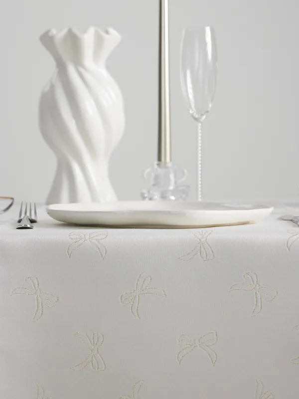 Дорожка настольная, 40х160 см, жаккард, полиэстер, молочная, Банты, Jacquard bow, image-5