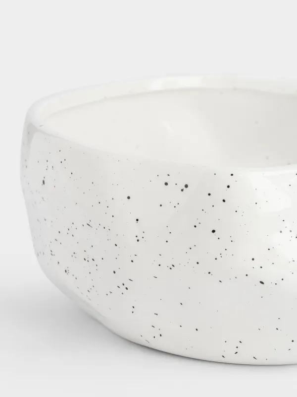 Ваза для фруктов, в крапинку, молочная, Crumple speckled, image-1
