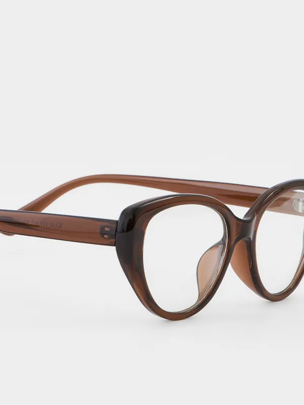 Очки имиджевые, пластик, коричневые, Кошачий глаз, Eyewear, image-2