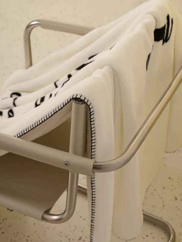 Плед, 140х190 см, фланель, молочный, Черный кант, Flannel, image-3