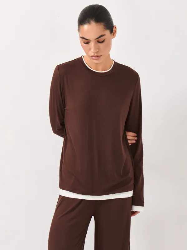 Лонгслив домашний, коричневый, Braith, image-0