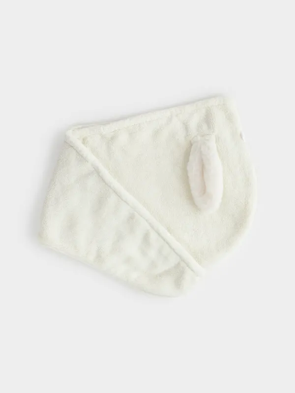 Полотенце-тюрбан для волос, детское, 53х24 см, флис, бежевое, Ушки, Teddy, image-1