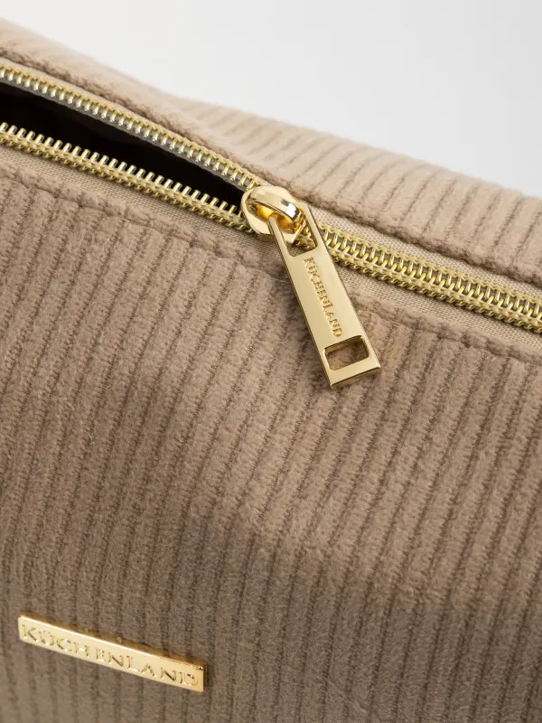 Косметичка, 25х18 см, в рубчик, бархат, бежевая, Moire, image-5