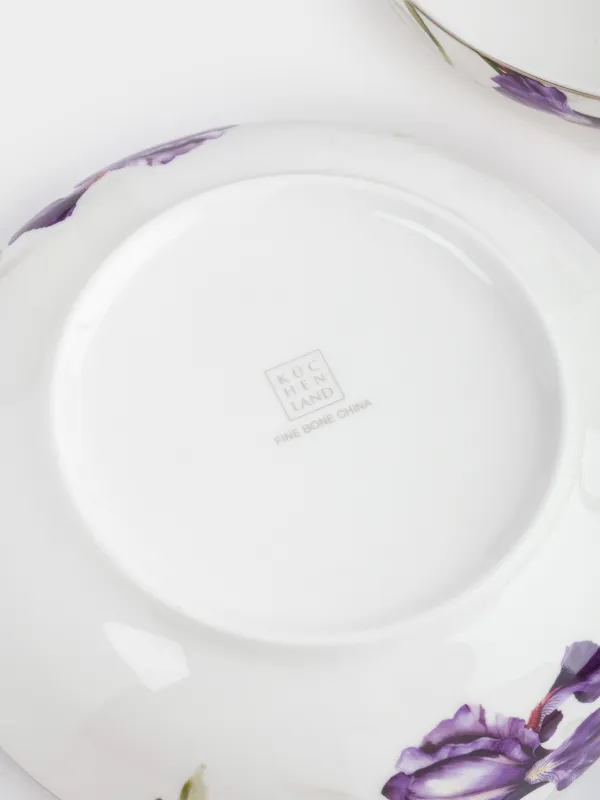 Тарелка суповая, 20х5 см, 2 шт, фарфор F, с серебристым кантом, Ирис, Antarctica Flowers, image-4