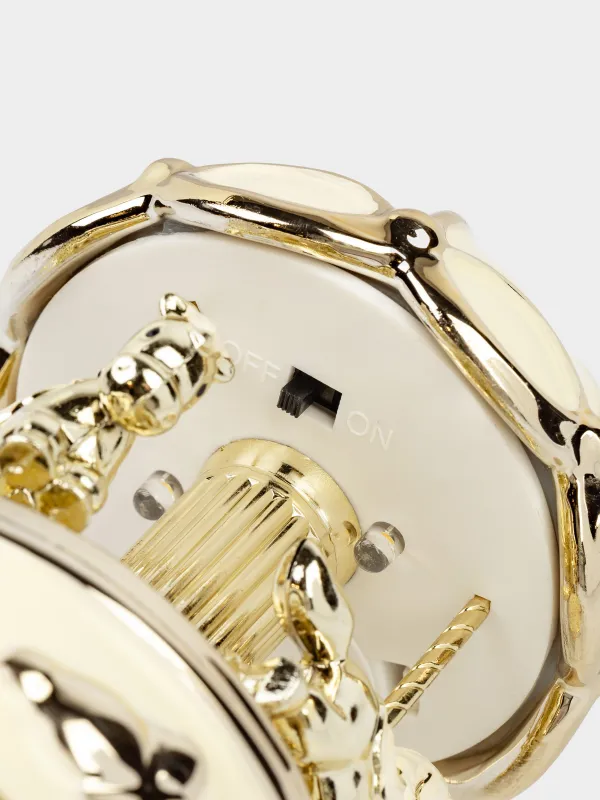 Статуэтка музыкальная, 16 см, с подсветкой, керамика, бело-золотистая, Карусель, Golden style, image-3