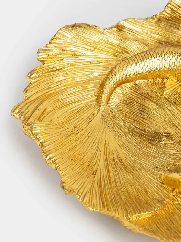 Блюдо декоративное, 30х27 см, полирезин, золотистое, Рыбки, Goldfish, image-3