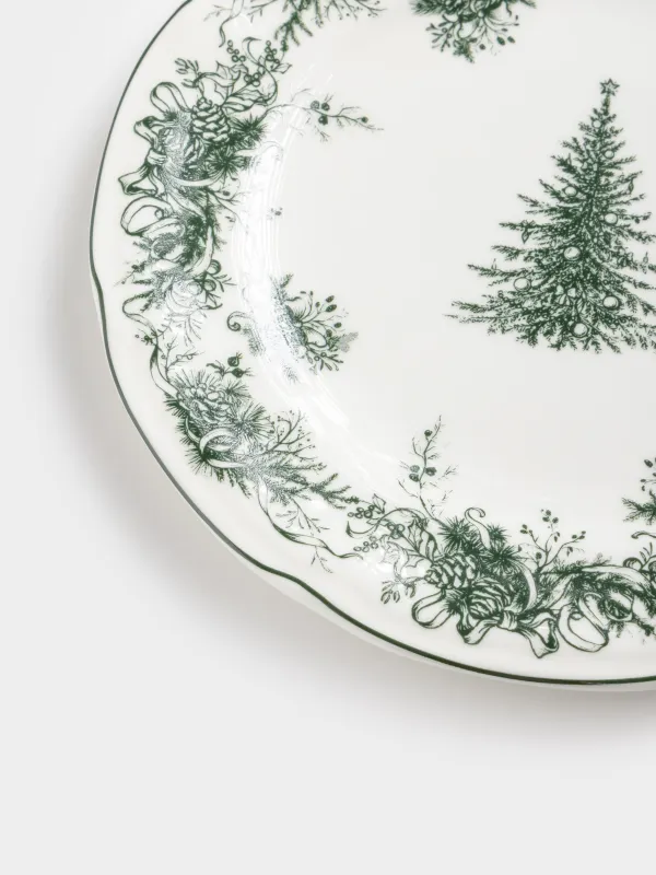 Тарелка закусочная, 20 см, фарфор N, бело-зеленая, Елка, Winter lace, image-4