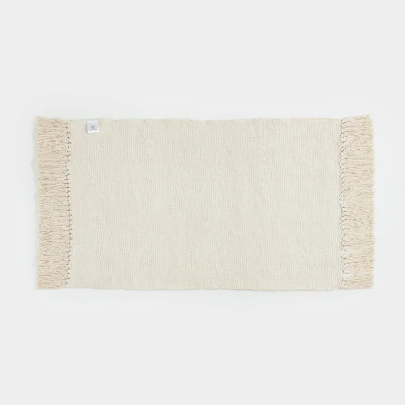 Коврик, 50х80 см, с бахромой, хлопок, песочный, Textured, image-1