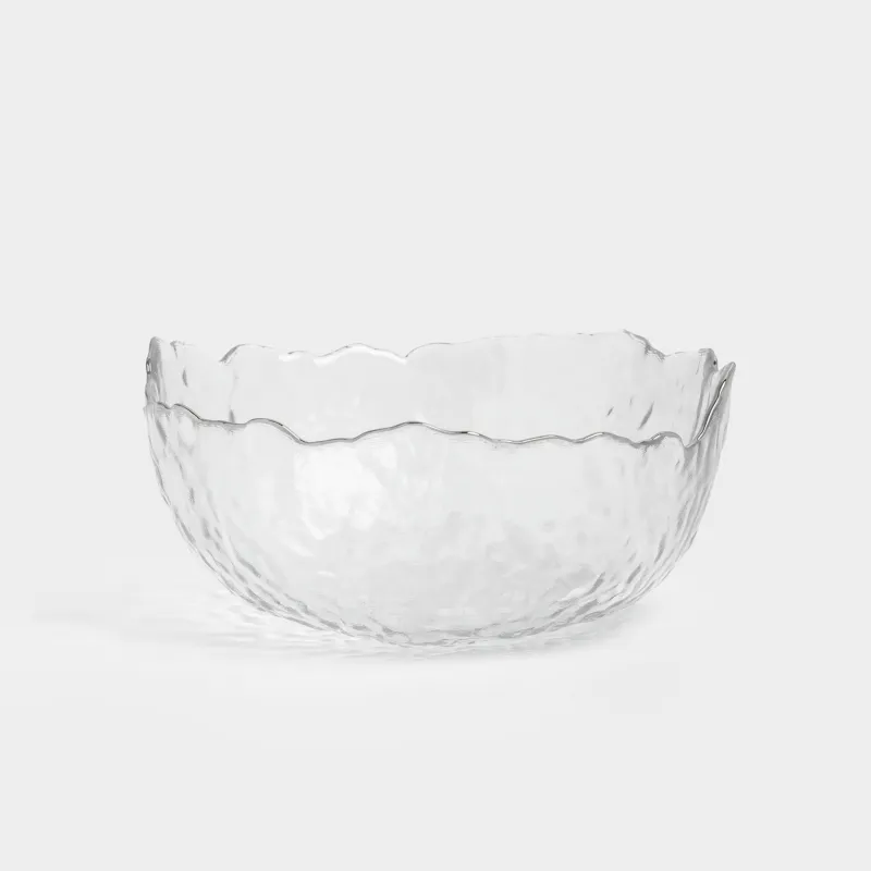 Пиала, 13х6 см, стекло, с серебристым кантом, Nautilus silver