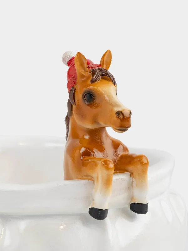 Конфетница, 18х13 см, полирезин, молочная, Лошадь в шапке, Horse color, image-3