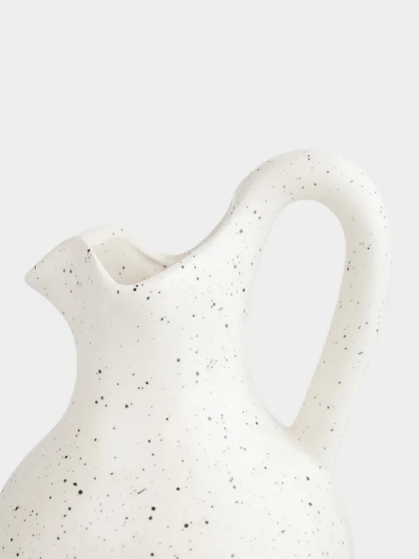 Ваза для цветов, 24 см, с ручкой, керамика, молочная, в крапинку, Кувшин, Speckled black, image-4