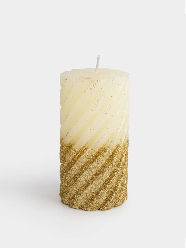 Свеча, 8х14 см, цилиндрическая, с блестками, Spiral shap, image-0
