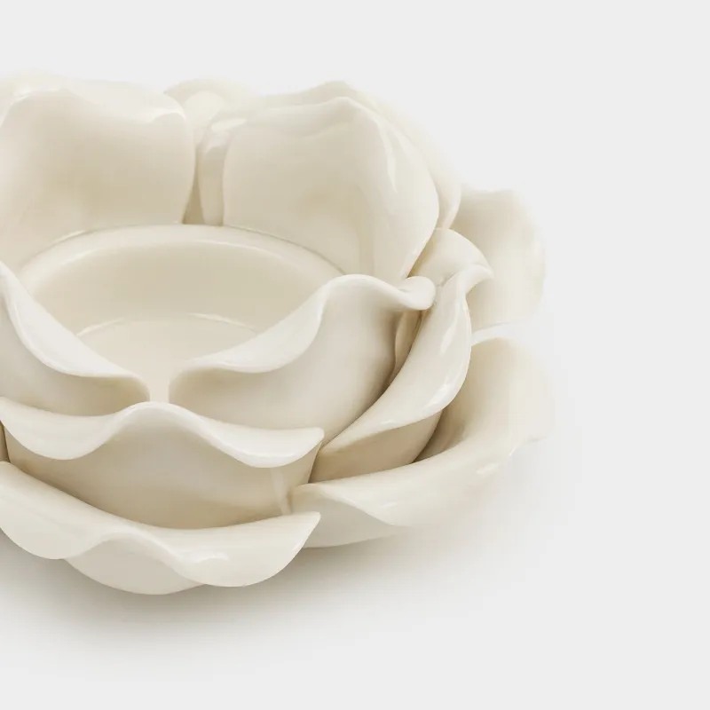 Подсвечник, 9 см, для чайной свечи, фарфор P, молочный, Роза, Rose, image-3