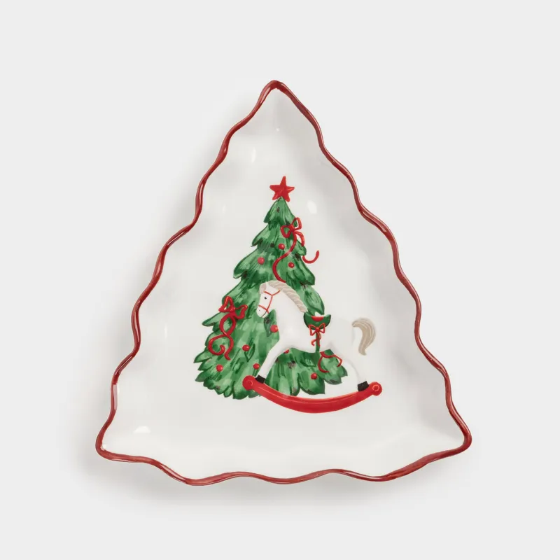 Блюдо, 20х19 см, керамика, Лошадка с елкой, Christmas tree