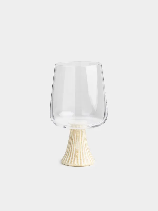 Бокал-кубок для вина, 390 мл, стекло/керамика, молочная ножка, Estetic, image-0