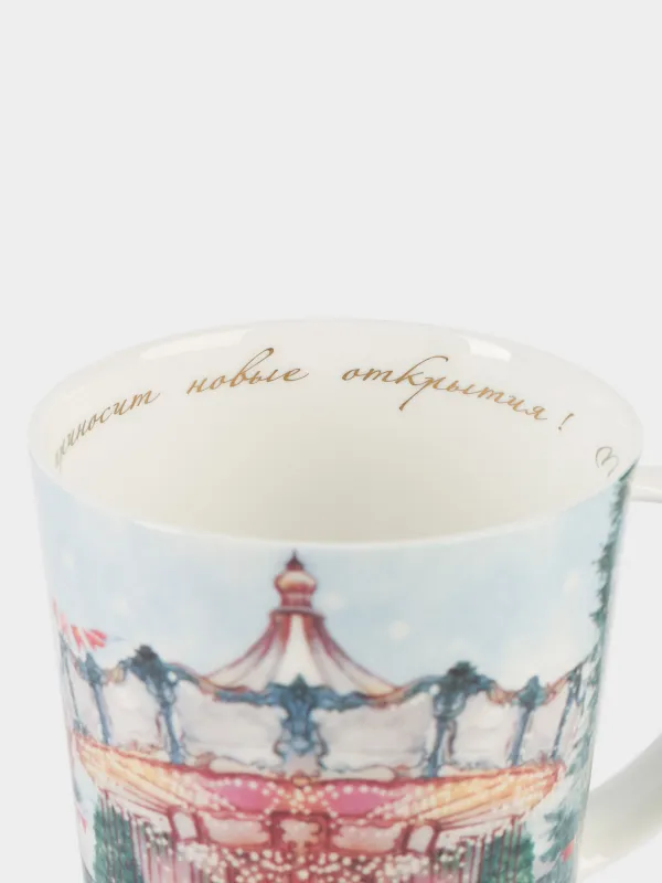 Кружка, 450 мл, фарфор F, с золотистым кантом, Карусель с лошадками, Carousel, image-3
