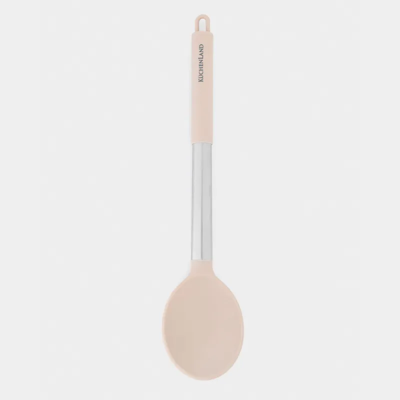 Ложка сервировочная, 34 см, силикон/сталь, серо-бежевая, Metallic