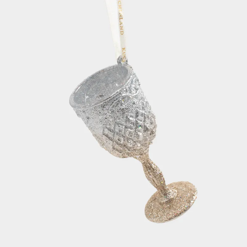 Игрушка елочная, 10 см, пластик, серебристая/шампань, Бокал, Figure sparkle, image-2