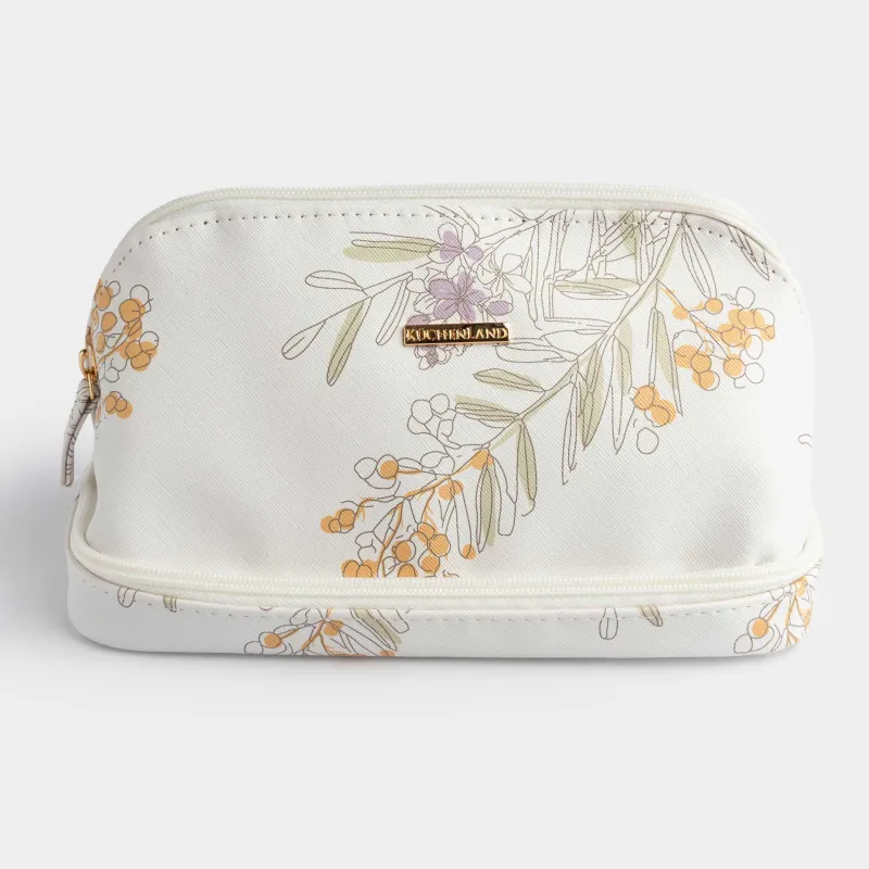 Косметичка, 24х13 см, с нижним отделением, полиуретан, белая, Мимоза, Isadora, image-1