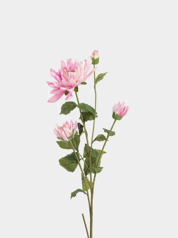 Ветка декоративная, 85 см, полиэстер, Бело-розовый георгин, Flower garden, image-1