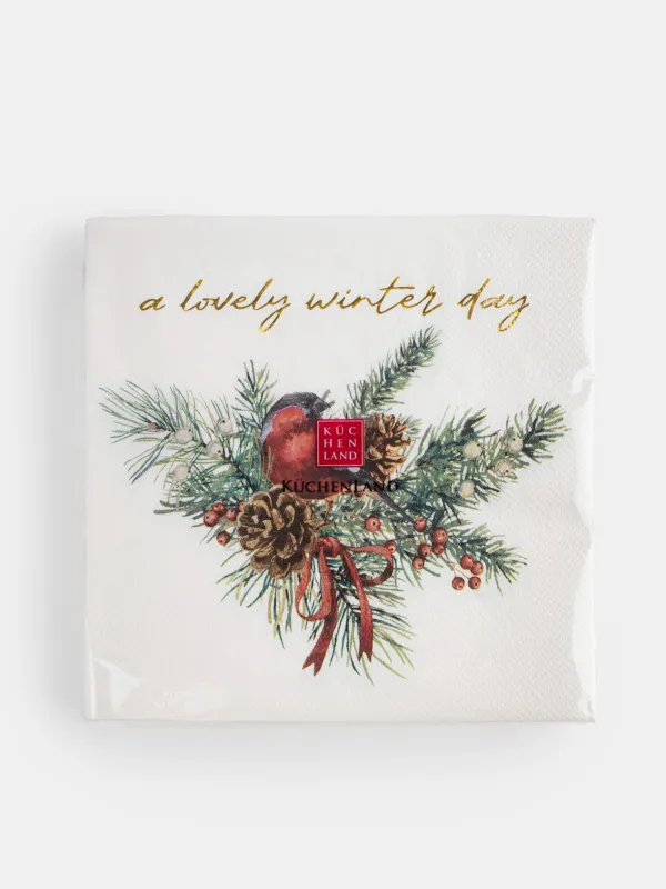 Салфетки бумажные, 33х33 см, 20 шт, Christmas miracle, image-4