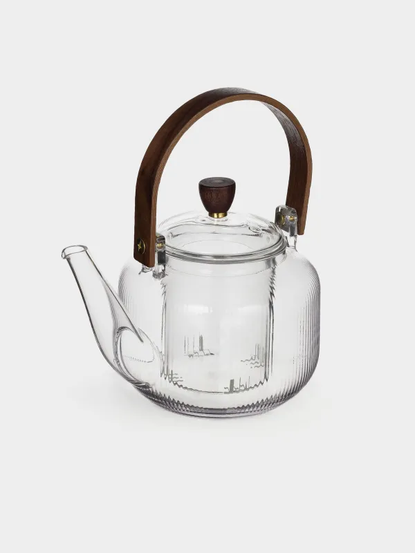 Чайник заварочный, 700 мл, стекло Б/дерево, Ribby wood, image-1