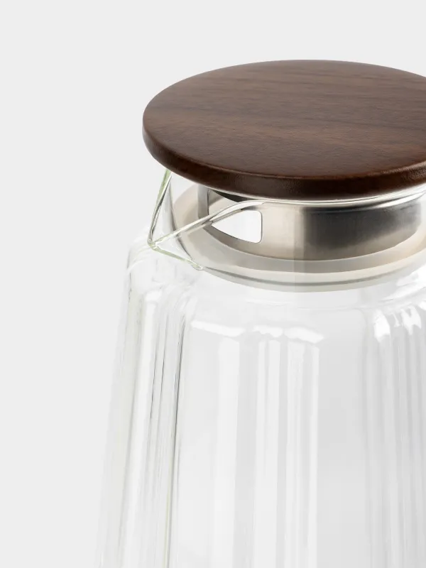 Кувшин, 2 л, с крышкой-фильтром, стекло Б/дерево, Walnut tree, image-1