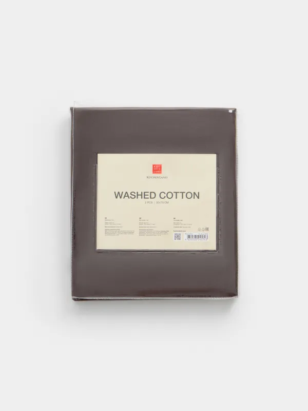 Наволочка, коричневая, Washed cotton, image-4