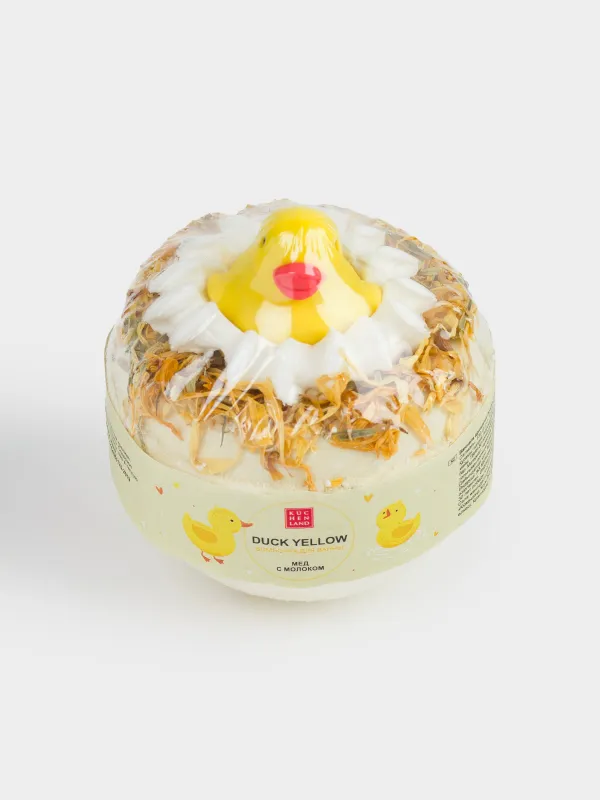 Бомбочка для ванны, 130 гр, с игрушкой, желтая, Мед с молоком, Утенок, Duck yellow, image-2