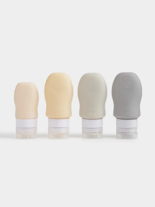 Набор флаконов для путешествий, 4 шт, на присоске, в косметичке, силикон, Travel color, image-0