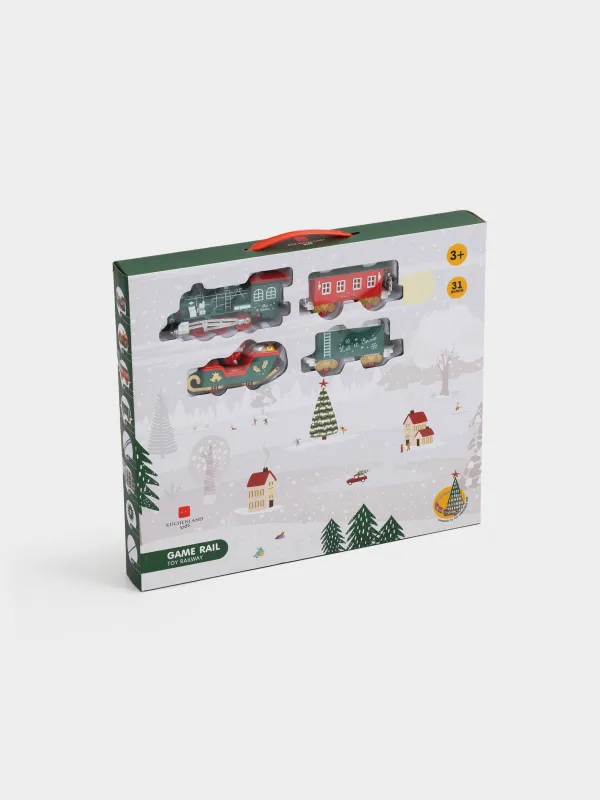 Железная дорога игрушечная, M, музыкальная, с подсветкой, подвесная, Поезд, Game rail, image-10