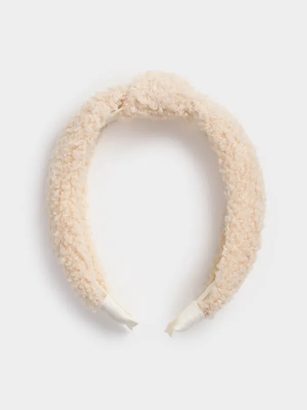 Ободок для волос, 13х16 см, искусственный мех, бежевый, Curled, image-0